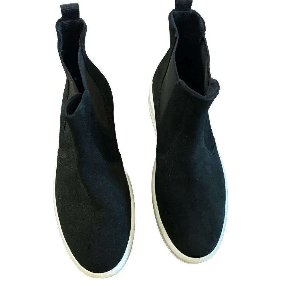 ECCO SOFT 9 Sz 9-9.5/40 Chelsea Boot Women Black Suede Ankle Comfort Booties New